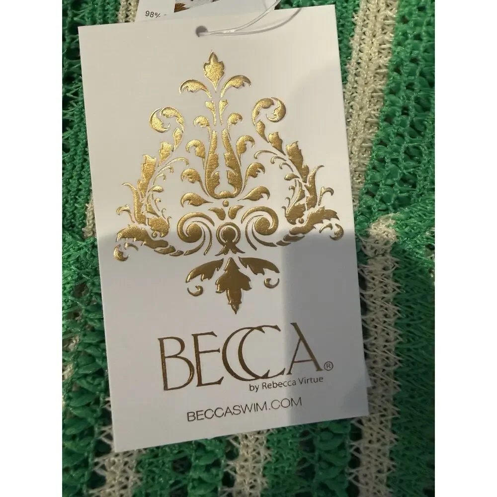 NWT Becca Crochet Retro Cabo Scoop Neck Dress Swim Cover-Up Bright Green Size M